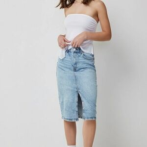 Ardene Light Blue Denim Midi Skirt, size S